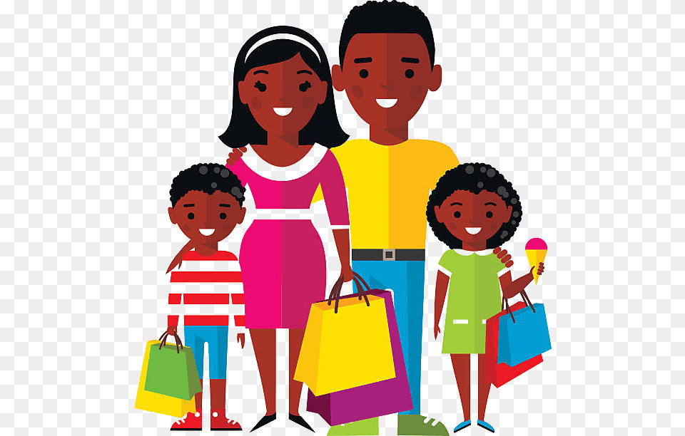 African American Animated Family Clipart African American Family Clipart, Shopping, Person, Male, Boy Png