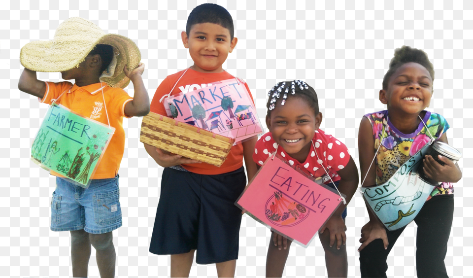 African American Children, T-shirt, Sun Hat, Shorts, Portrait Png