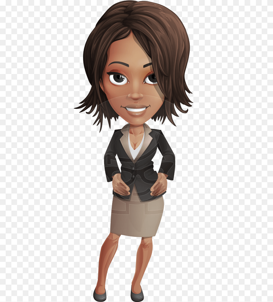 African American Female With Black Coat Vector Character Black Woman Cartoon Characters, Book, Comics, Publication, Adult Png