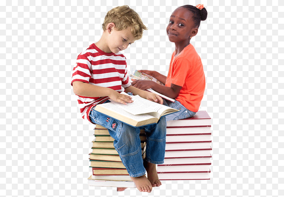 African American Girl Sitting, Boy, Child, Reading, Person Free Png Download