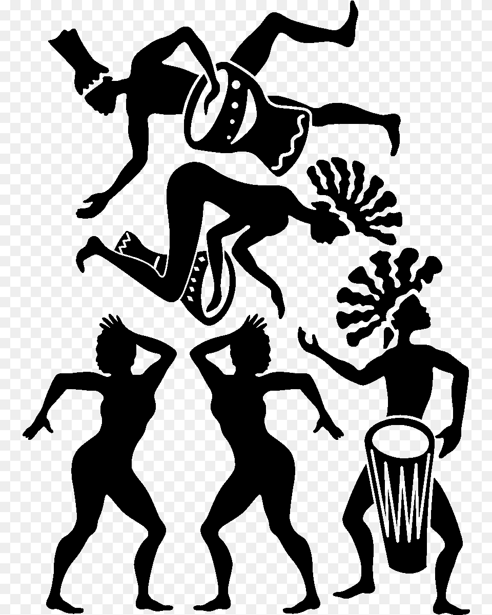 African Dancer Silhouette, Gray Free Png Download
