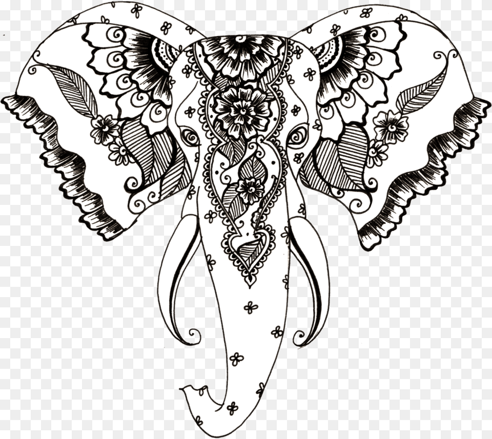 African Elephant Henna Tattoo Drawing Elephant Tattoo, Art, Doodle, Person Free Png