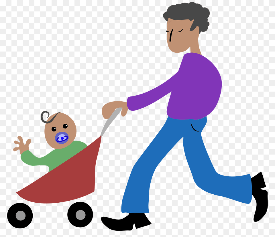 African Father And Son Stroller Clipart, Person, Face, Head, Clothing Free Transparent Png