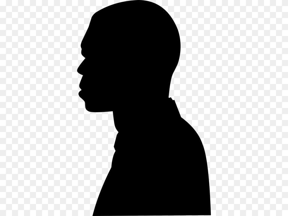 African Man Face Silhouette, Gray Png