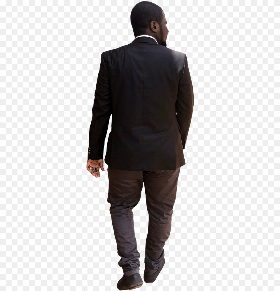 African Man Walking Away, Jacket, Person, Formal Wear, Sleeve Free Png