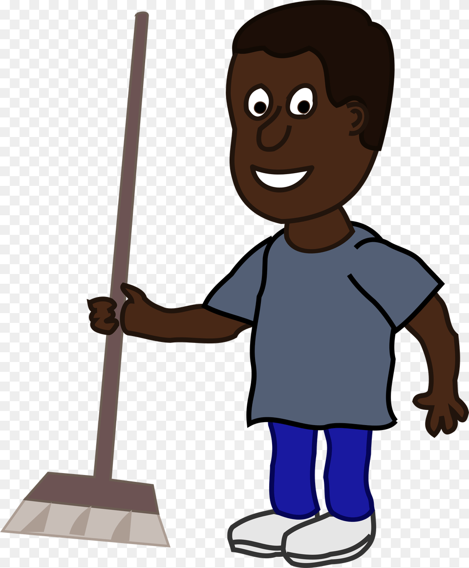 African Man With Broom Clip Arts Man With Broom, Cleaning, Person, Baby, Face Free Png Download