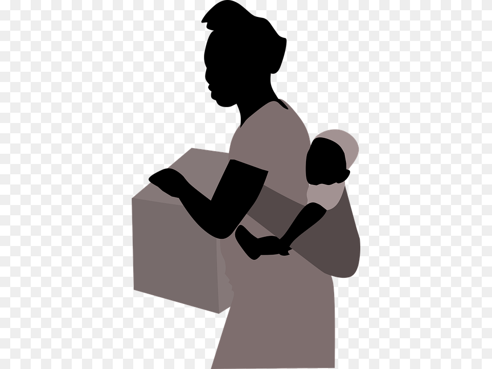 African Mother Woman Ethic Child Carrying People, Box, Cardboard, Carton, Package Png Image