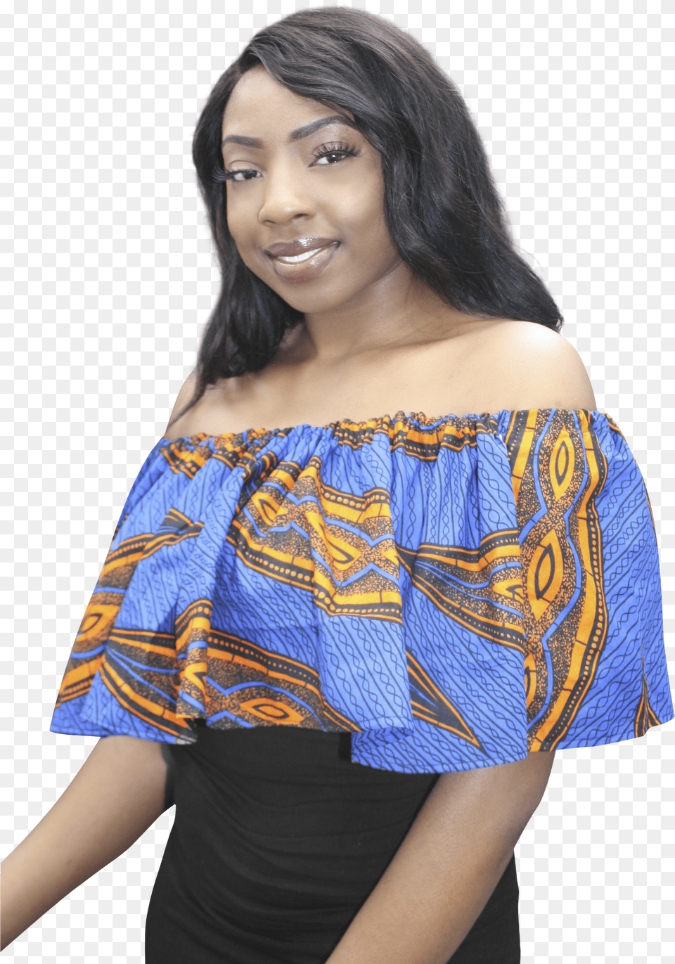 African Print Off Shoulder Tops Png