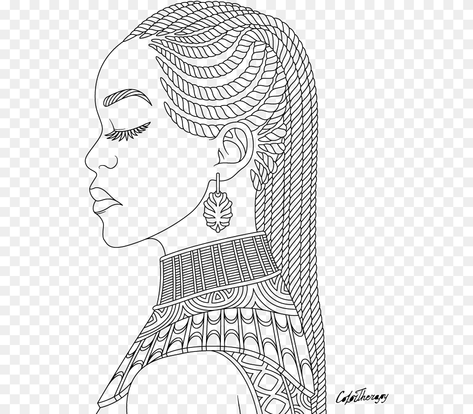 African Queen Coloring Pages, Gray Free Png