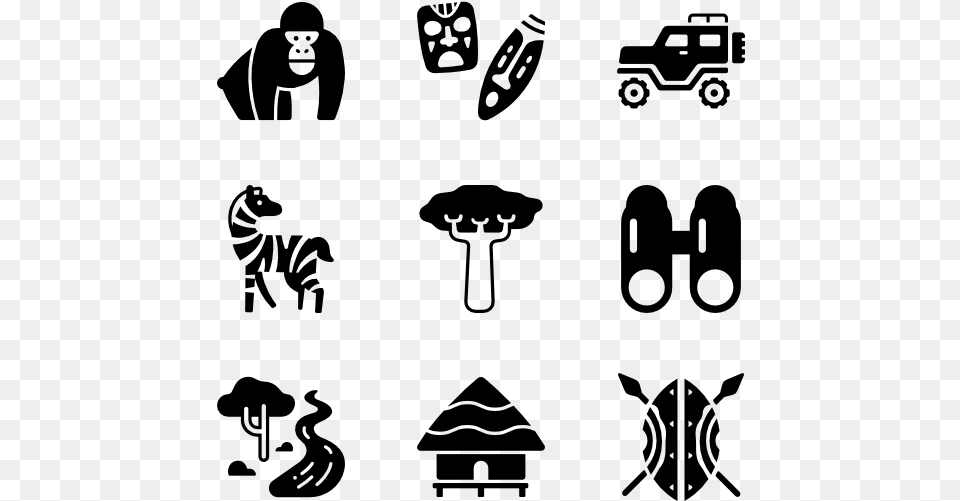 African Safari Icon, Gray Png Image