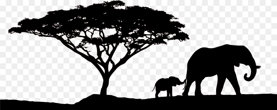 African Sunset Safari Simple African Tree Silhouette, Art, Drawing, Outdoors, Animal Free Png Download