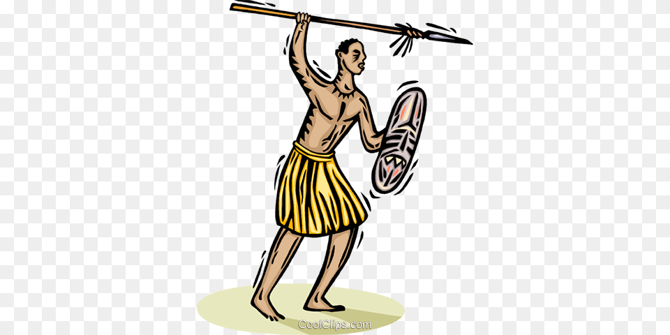 African Tribesman With A Spear Royalty Vector Clip Art, Weapon, Adult, Female, Person Free Png Download