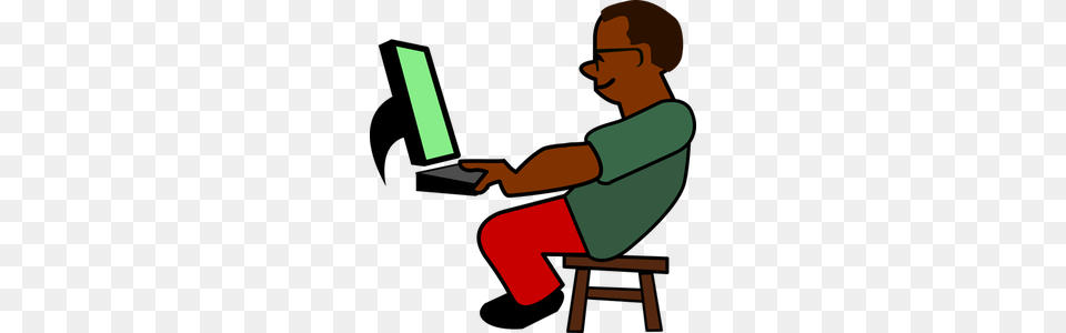 African Village Clipart, Person, Reading, Sitting, Computer Png Image