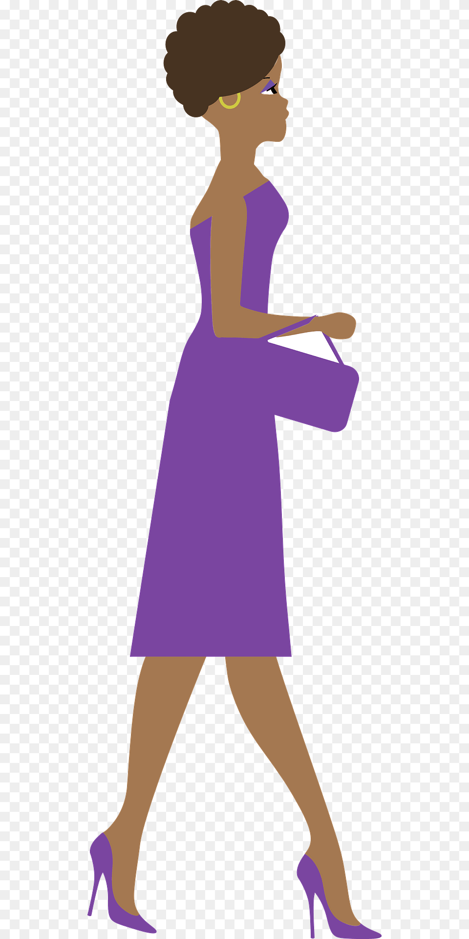 African Woman Side View Clipart, Purple, Person, Dancing, Leisure Activities Png Image