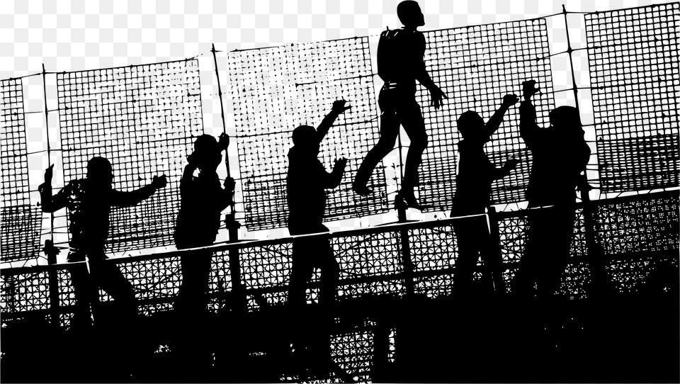 Africans Climbing Fence Into Europe Clip Arts People Climbing Over Fence, Gray Free Transparent Png
