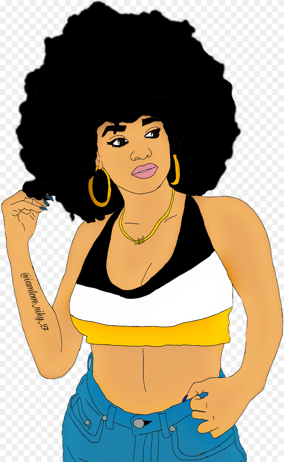 Afrohair Afro Negra Cartoon Edition504 Morena Morena Con Afro, Accessories, Jewelry, Earring, Person Free Transparent Png