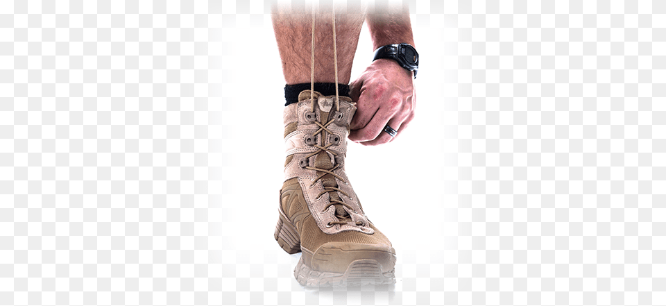 After First Time Set Up You Can Secure Your Boots Taclace Llc Taclace Boot Lacing System Coyote Tan, Clothing, Footwear, Shoe, Adult Free Png Download