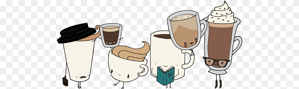 After Some Initial Sketches I Decided To Create Six Funny Coffee Cartoon, Cup, Cream, Dessert, Food Free Png