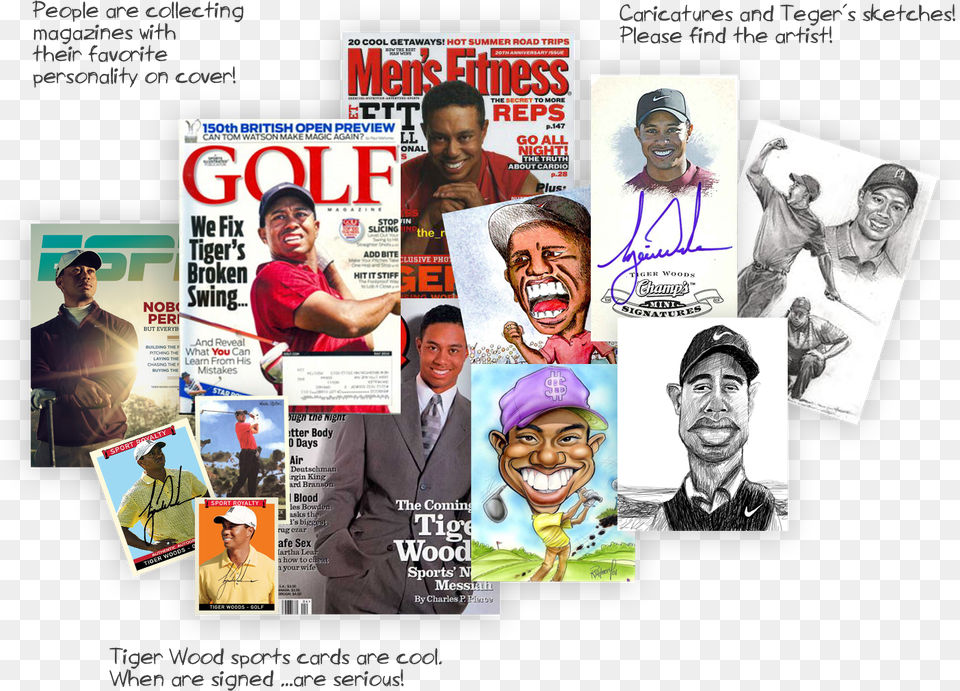 After Some Problems In His Personal Life He Lost Form Tiger Woods Autograph, Art, Publication, Collage, Adult Free Png Download