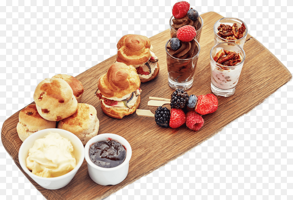 Afternoon Tea Selection On A Wooden Plate Cream Tea Transparent, Food, Brunch, Burger, Food Presentation Png
