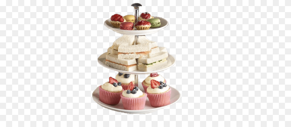 Afternoon Tea With Cupcakes And Sandwiches, Cake, Cream, Cupcake, Dessert Free Png Download
