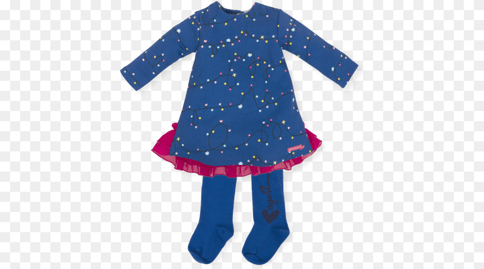 Agatha Ruiz De La Prada Blue Fairy Lights Dress Amp Tights Dress, Clothing, Coat, Child, Female Free Transparent Png