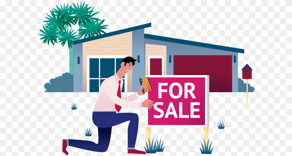 Agent Sign Real Estate Agent Sale Home, Adult, Male, Man, Person Png Image