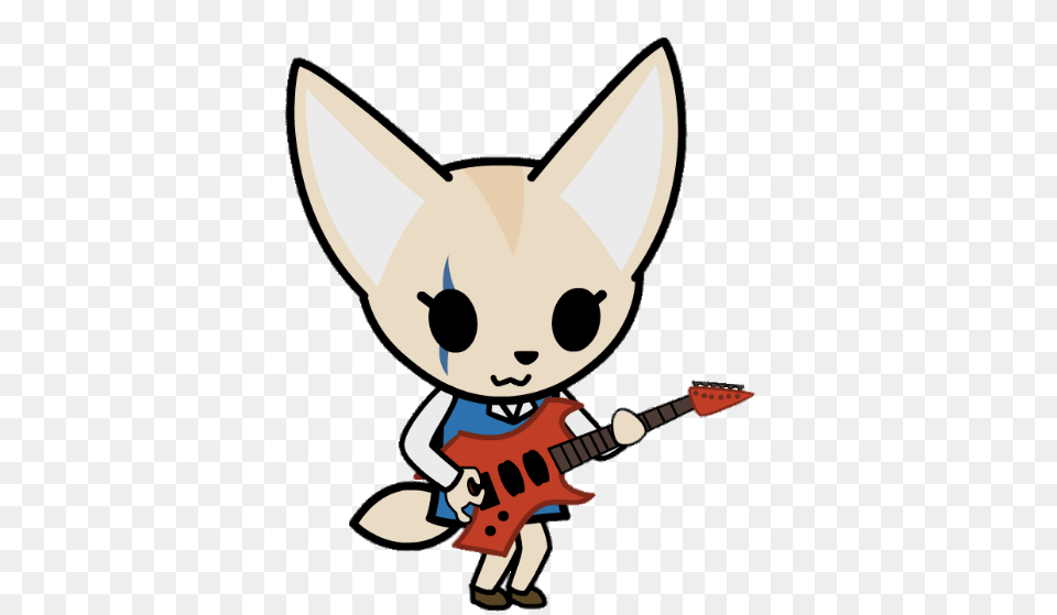 Aggretsuko Character Fenneko Playing The Guitar, Musical Instrument, Baby, Person, Cartoon Free Png