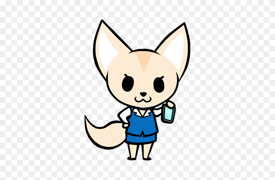 Aggretsuko Character Fenneko The Fennec Fox Holding Phone, Cartoon Free Png
