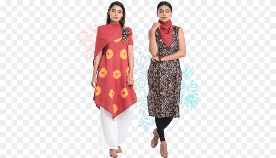Agnisie Pack Of 2 Kurtas With Stole Silk, Adult, Female, Person, Woman Free Png