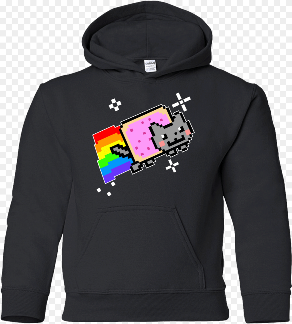 Agr Nyan Cat Rainbow Youth Pullover Hoodie, Clothing, Knitwear, Sweater, Sweatshirt Png