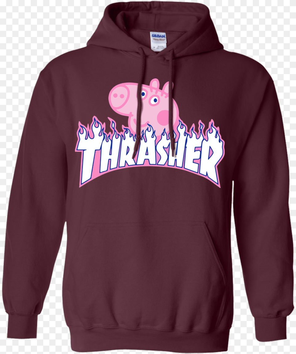 Agr Peppa Pig X Thrasher Parody Hoodie Display Hoodie, Clothing, Hood, Knitwear, Sweater Free Transparent Png