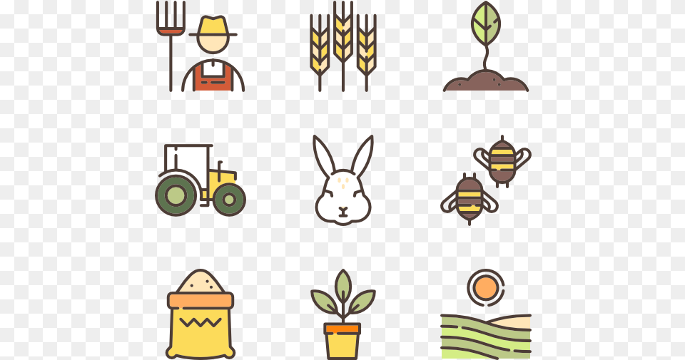 Agriculture Icons Vector Linear Color Elements Clip Art, Cutlery, Fork, Animal, Kangaroo Free Png