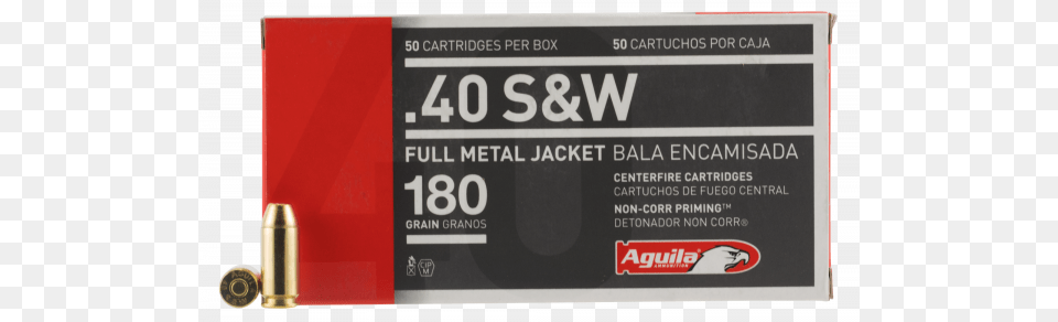 Aguila 40 Smith Amp Wesson 180 Gr Full Metal Audi, Ammunition, Weapon, Bullet, Scoreboard Free Png Download
