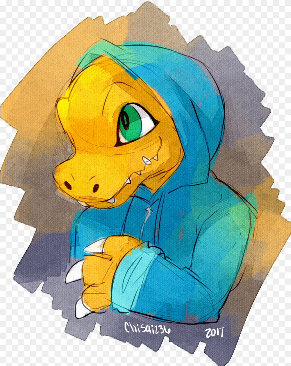 Agumon In A Hoodie A Tamersona Doodle For A Friend Cartoon, Baby, Person, Art, Face Png