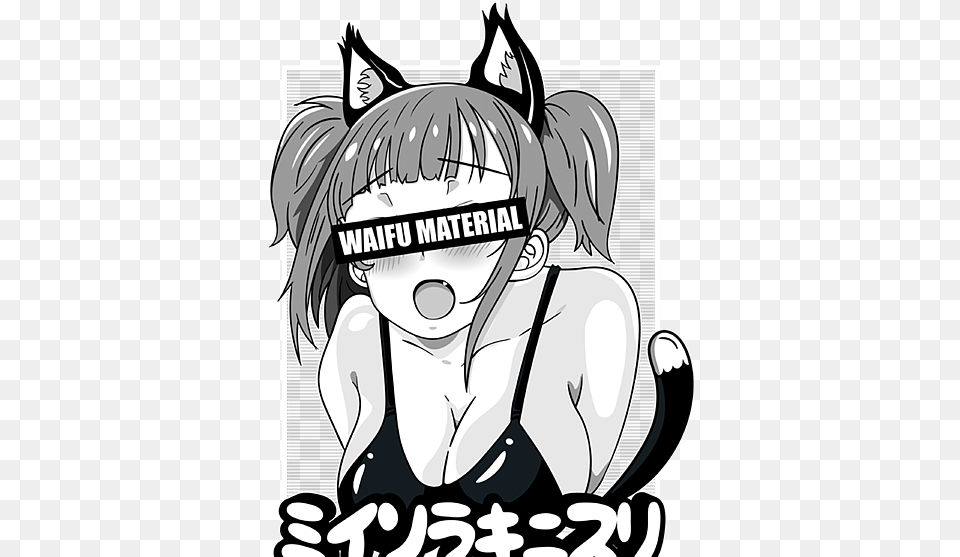 Ahegao Waifu Material Lewd Neko Anime Girl Clothes Weekender Tote Bag Neko Clothes, Book, Comics, Publication, Person Free Png