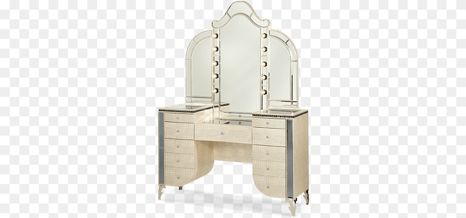 Aico Michael Amini Hollywood Swank Upholstered Vanity, Cabinet, Dressing Room, Furniture, Indoors Png Image