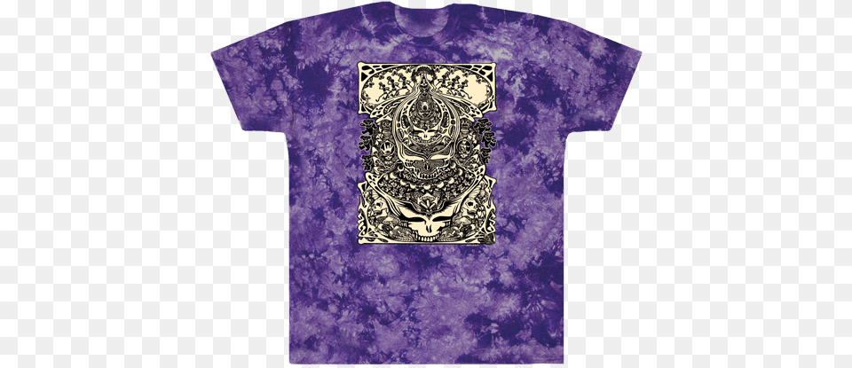 Aiko Aiko Tie Dye T Shirt Grateful Dead Repeating Steal Your Face Sticker, Clothing, Purple, T-shirt, Pattern Png Image