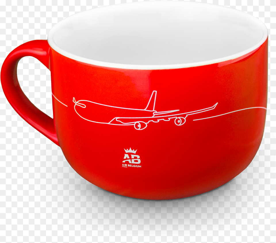 Air Belgium Red Ceramic Large Cup Cup, Beverage, Coffee, Coffee Cup, Bowl Free Png