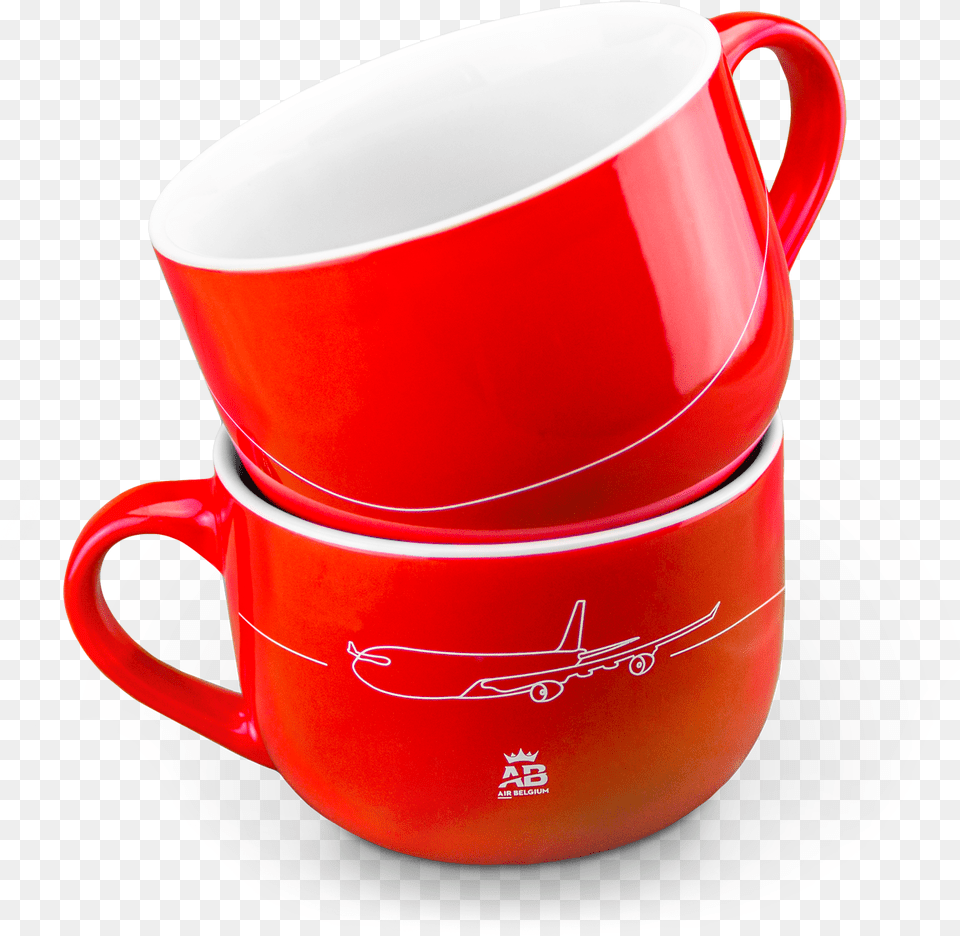 Air Belgium Red Ceramic Large Cup Cup, Beverage, Coffee, Coffee Cup Png Image