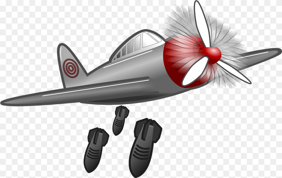 Air Bombing Cartoon Transparent, Aircraft, Transportation, Vehicle, Machine Png Image
