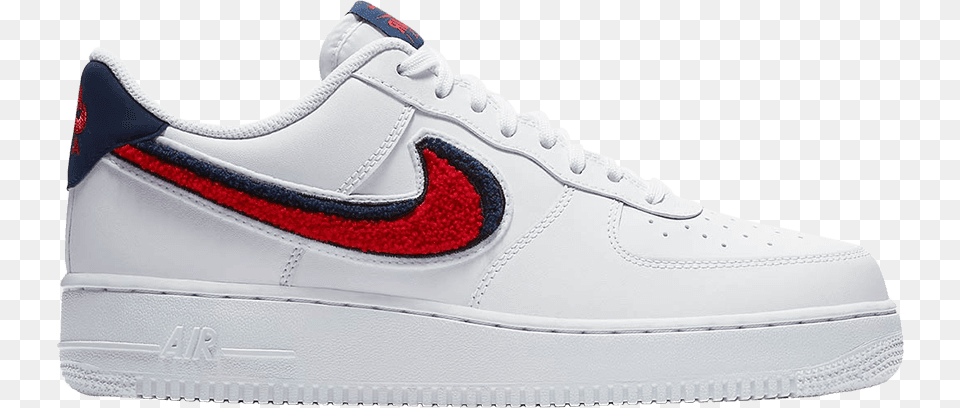 Air Force 1 07 Lv8 39chenille Swoosh39 Air Force 1 Red Blue Swoosh, Clothing, Footwear, Shoe, Sneaker Png Image