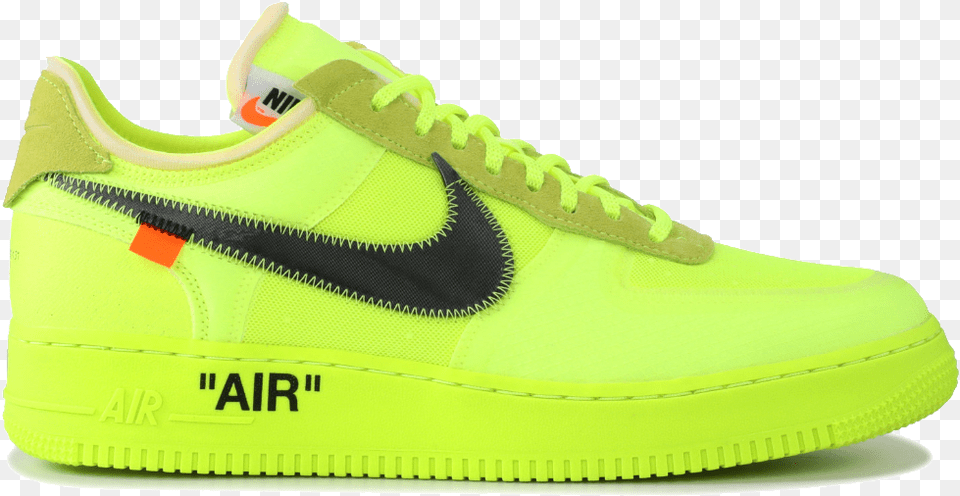 Air Force 1 Low Off White Volt Nike Air Force 1 Off White, Clothing, Footwear, Shoe, Sneaker Png Image