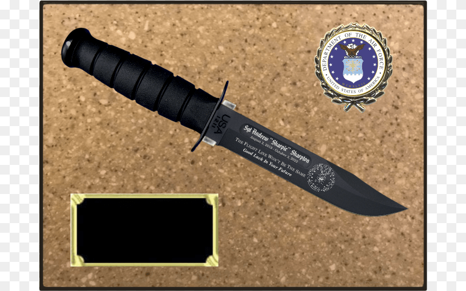 Air Force Korinite Light Brown Sugar Plaque Ka Bar, Blade, Dagger, Knife, Weapon Free Transparent Png