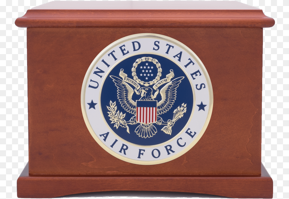 Air Force Seal On Coronet Urn From Veterans Fuenral Emblem, Logo, Mailbox, Crowd, Person Png Image