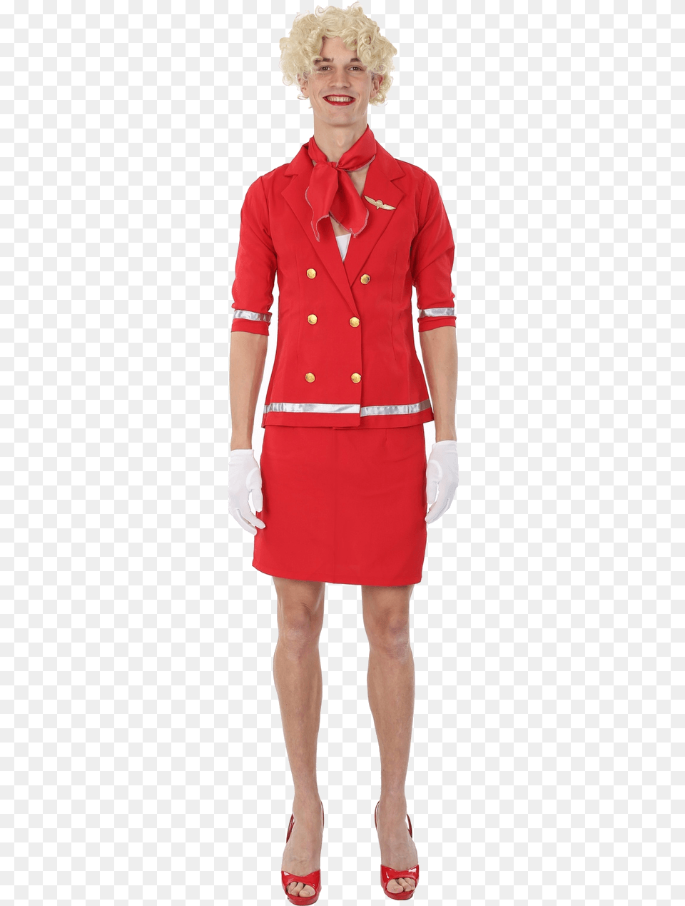 Air Hostess Transparent Image Red Sequin Dress, Clothing, Coat, Costume, Person Free Png Download
