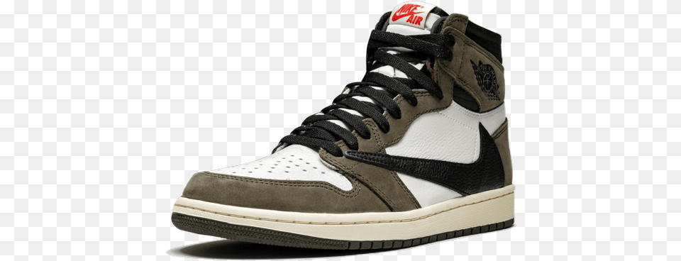 Air Jordan 1 Hi Og Ts Sp Travis Scott Travis Scott Jordan, Clothing, Footwear, Shoe, Sneaker Png