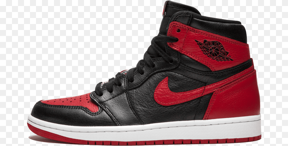 Air Jordan 1 Homage To Home Jordan Retro 1 Negro Con Rojo, Clothing, Footwear, Shoe, Sneaker Free Png