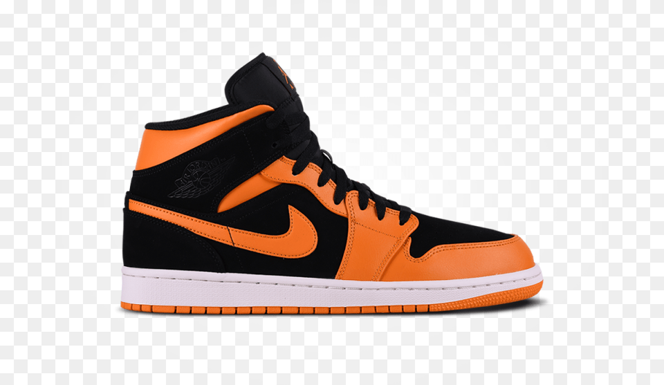 Air Jordan 1 Mid Orange Peel, Clothing, Footwear, Shoe, Sneaker Free Transparent Png