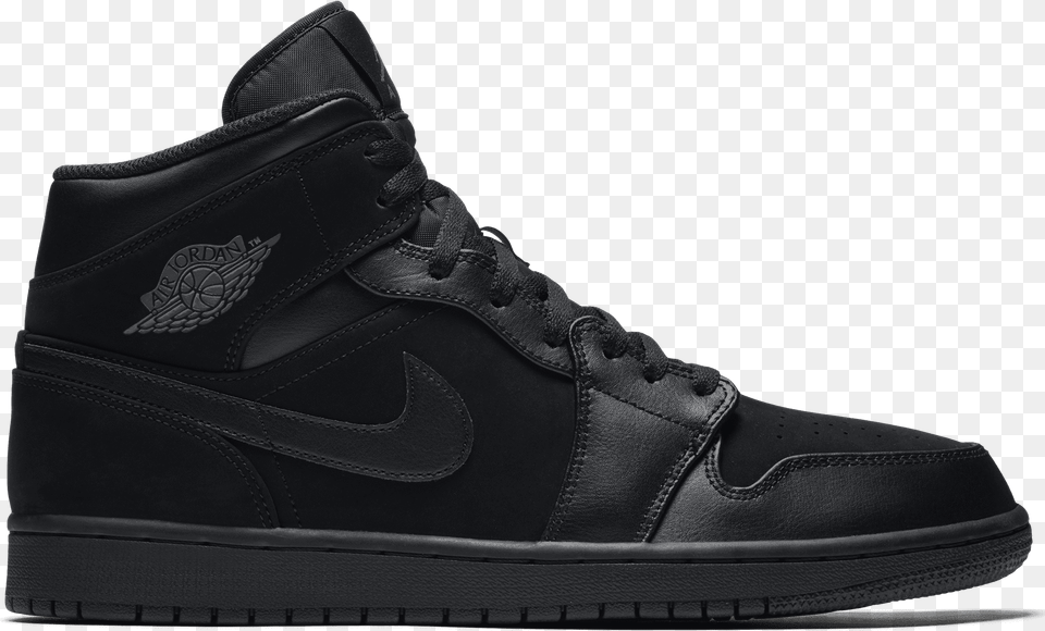 Air Jordan 1 Mid Shoe Air Jordan 1 Mid Black 2018, Clothing, Footwear, Sneaker Free Png